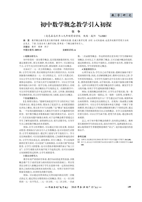 初中数学概念教学引入初探