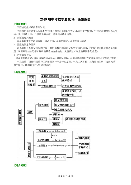2019届中考数学总复习:函数综合