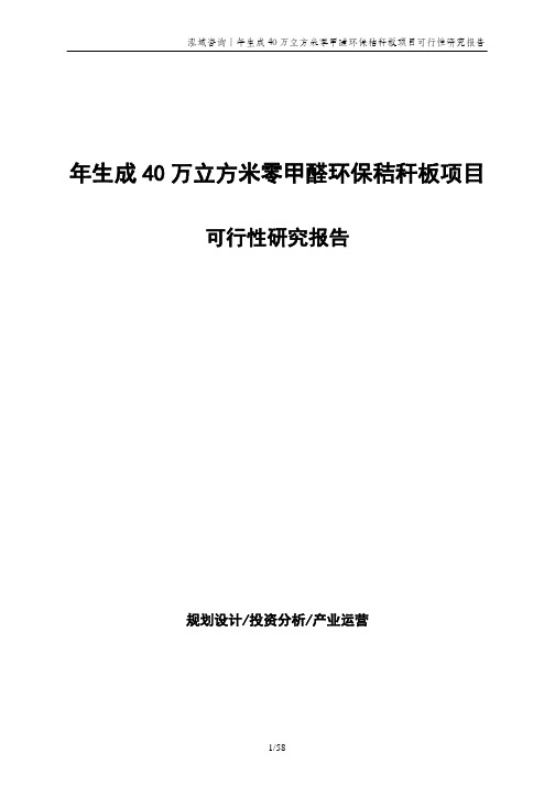 年生成40万立方米零甲醛环保秸秆板项目可行性研究报告