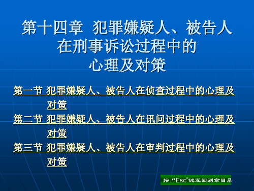 第14章 犯罪嫌疑人、被告人在刑事诉讼过程中的心理及对策