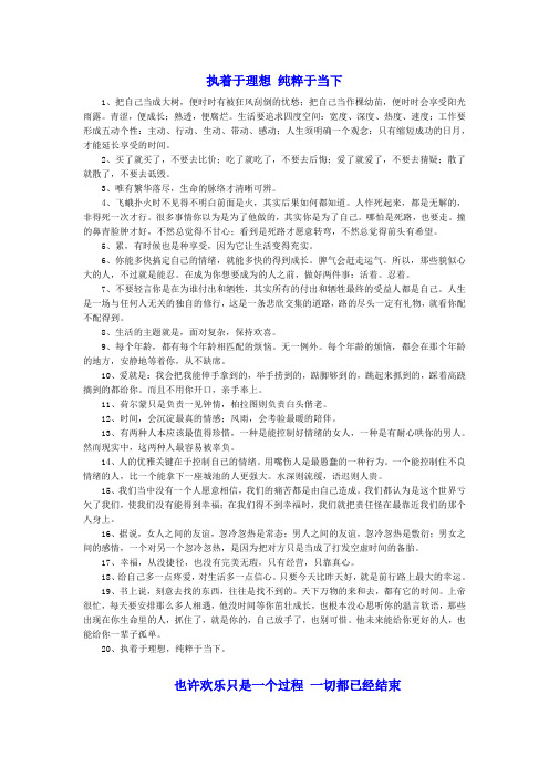 奋斗于当下 执着于理想