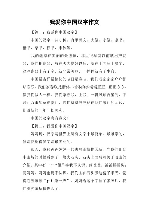 我爱你中国汉字作文