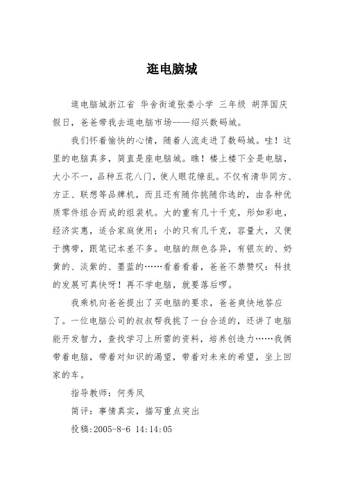 小学三年级作文:逛电脑城_906