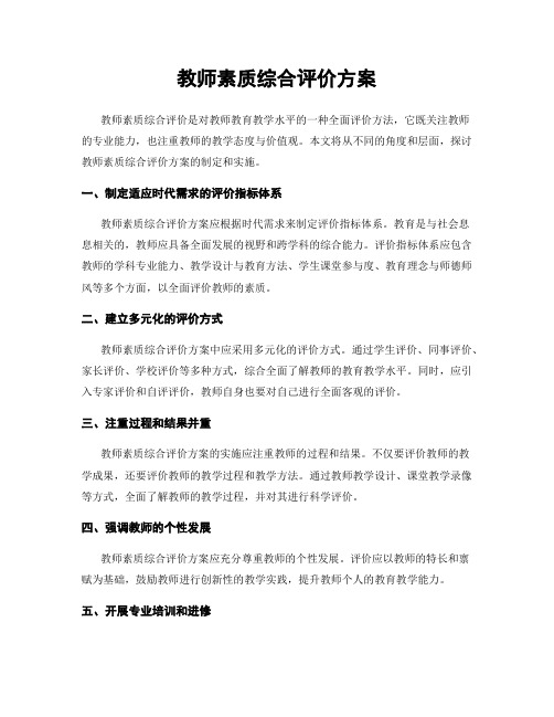 教师素质综合评价方案