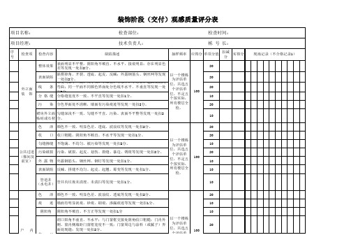 观感质量评分表