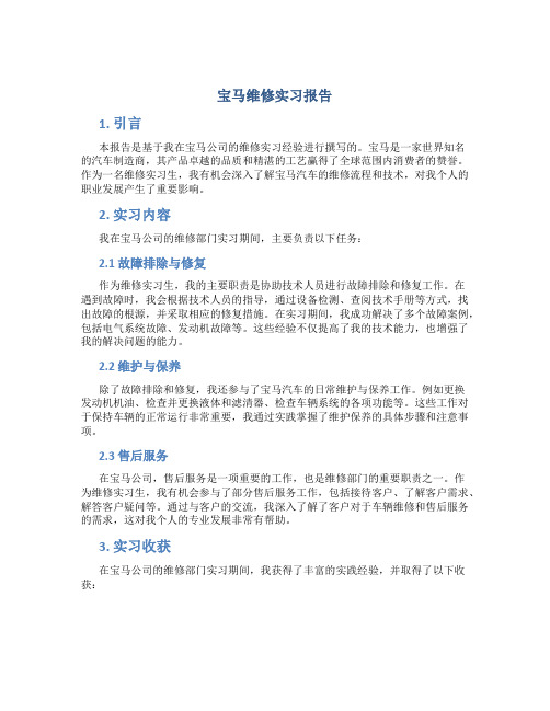 宝马维修实习报告