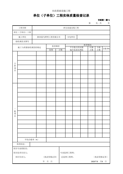 市政竣·通-4 单位(子单位)工程实体质量检查记录