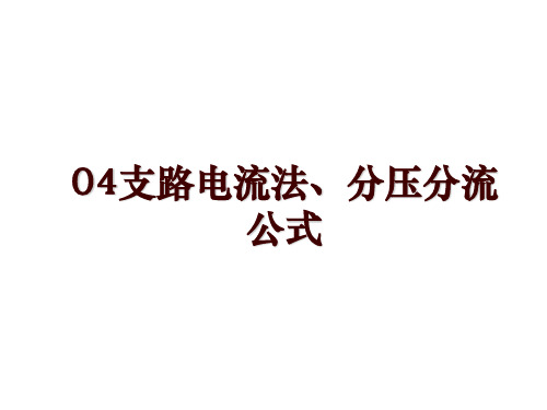 04支路电流法、分压分流公式