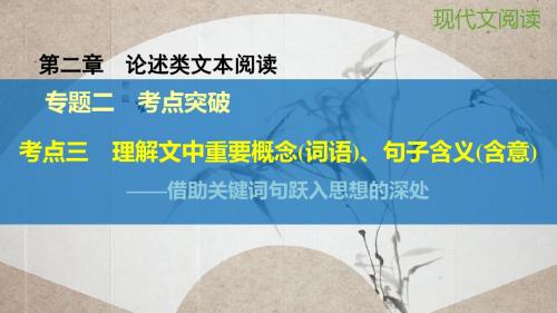 【步步高】(江苏专用)高考语文大一轮复习 第二章 论述类文本阅读 专题二 考点三 理解文中重要概