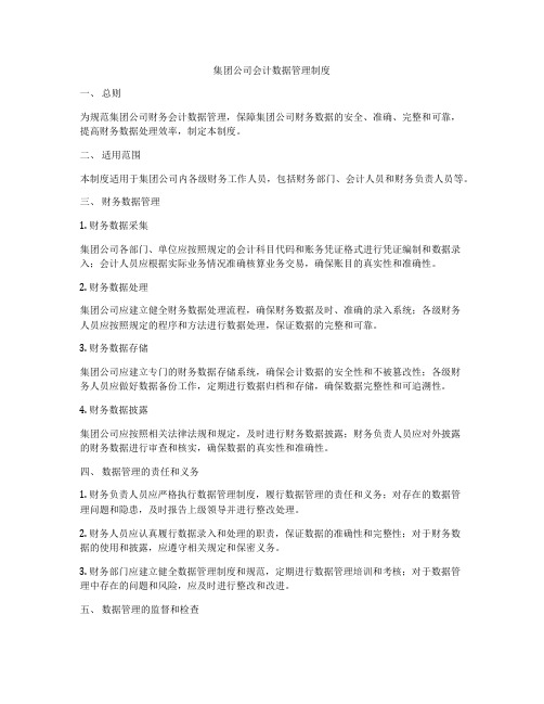 集团公司会计数据管理制度