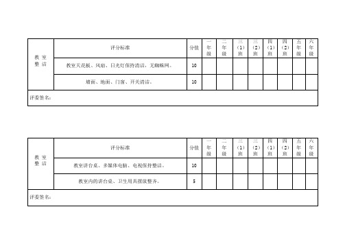 小学班容班貌评分表及评分标准