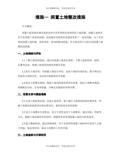措施— 闲置土地整改措施