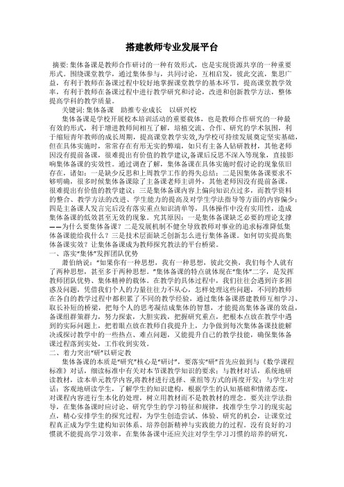 搭建教师专业发展平台