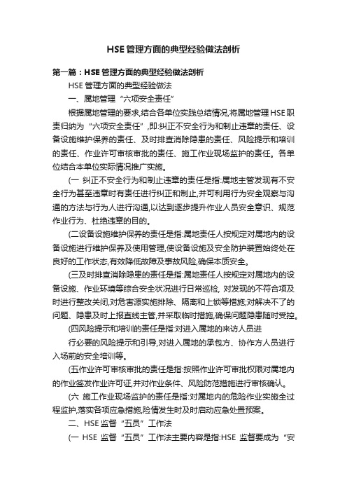 HSE管理方面的典型经验做法剖析