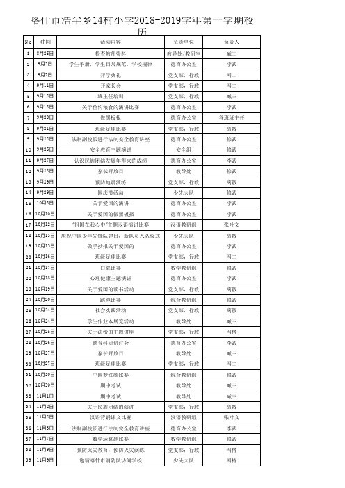 校历【2018-2019学年第一学期】123