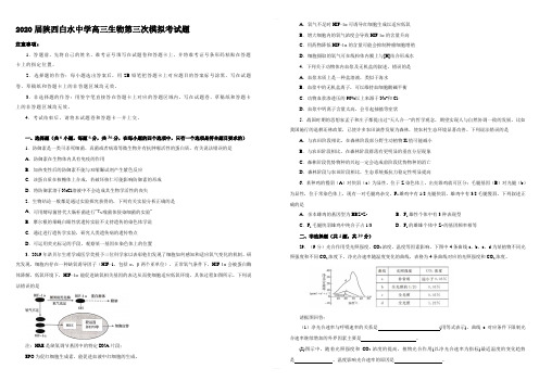 2020年陕西白水中学高三生物第三次模拟考试题【附答案】