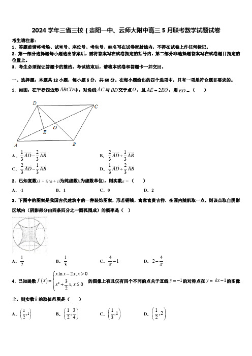 2024学年三省三校(贵阳一中、云师大附中高三5月联考数学试题试卷