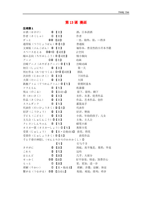 新大学日语标准教程(基础篇2)13-15课_单词