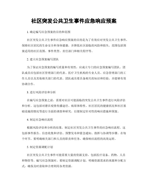 社区突发公共卫生事件应急响应预案