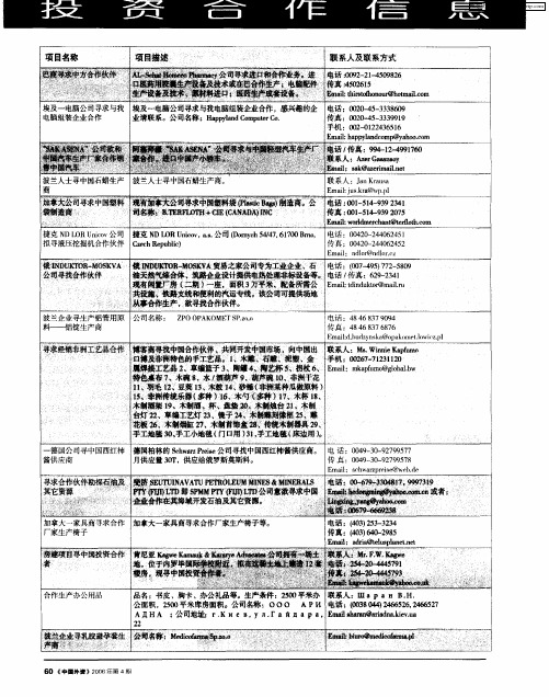 投资合作信息