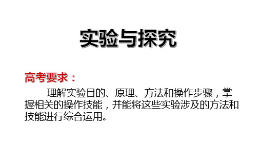 2023届高三生物二轮复习课件专题实验与探究—— 教材基础实验与经典实验