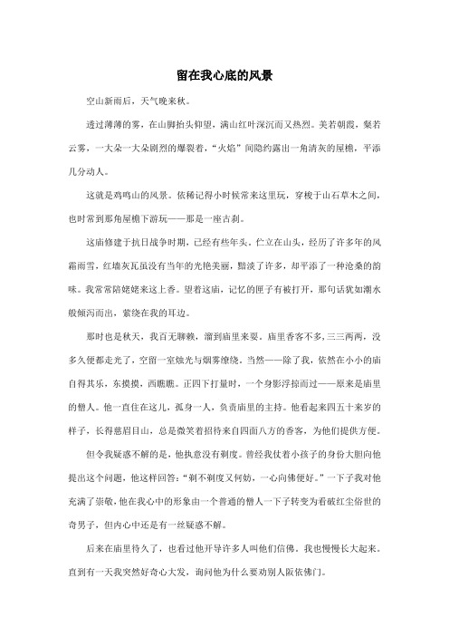 留在我心底的风景_初中初一作文800字