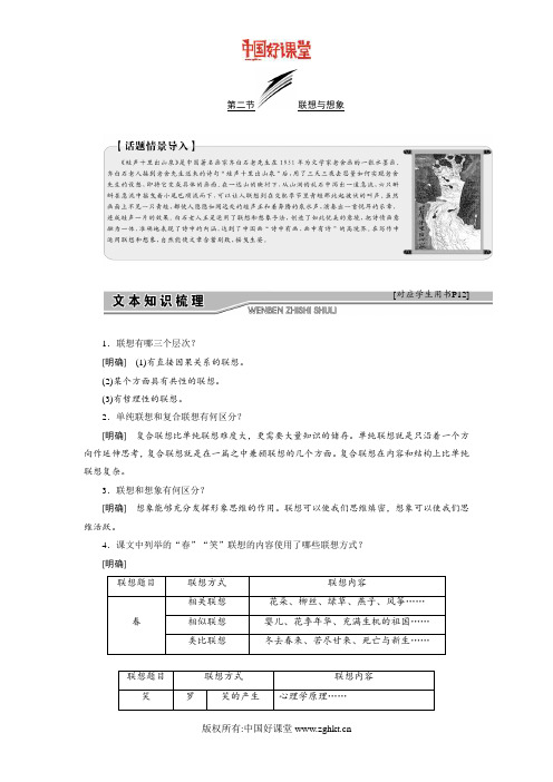 2016新课标三维人教语文选修文章写作与修改 第一章 第二节 联想与想象