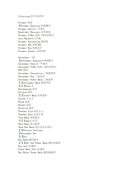 Colorista_II中英对照表