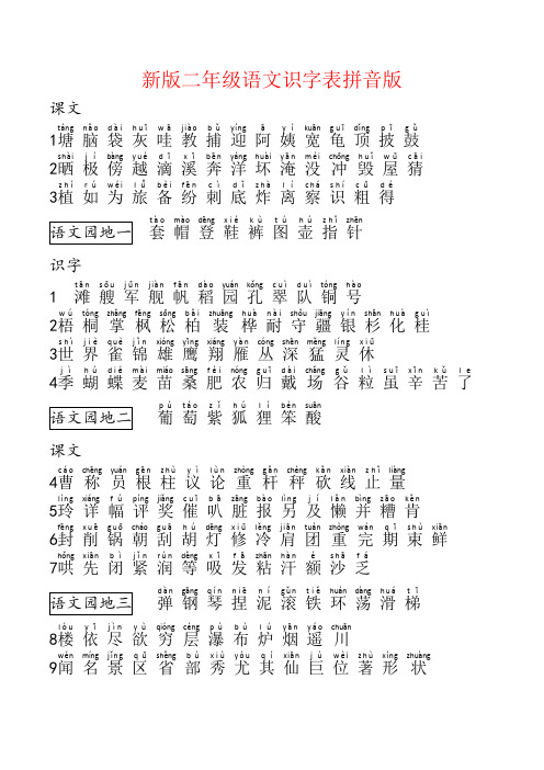 【强烈推荐】新版二年级语文识字表拼音版