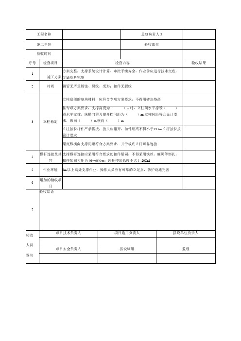 19模板支撑系统验收表