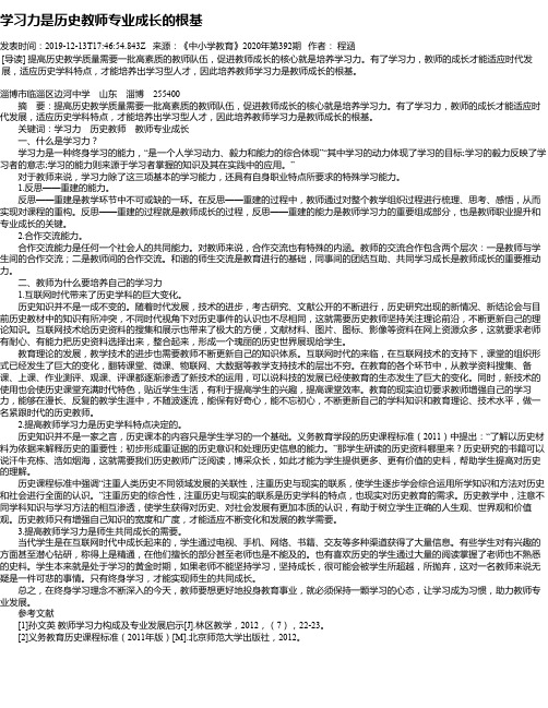 学习力是历史教师专业成长的根基