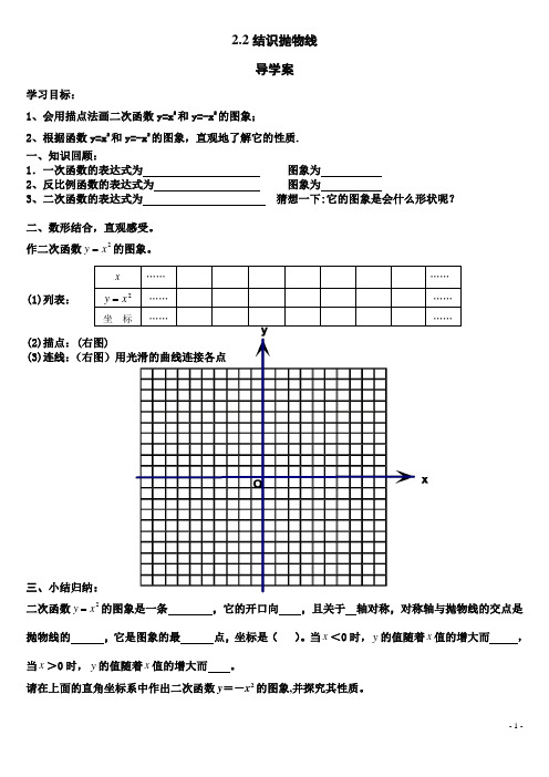 九上2.2结识抛物线导学案