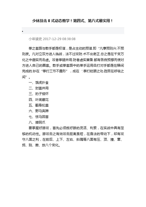 少林技击8式动态教学！第四式、第八式最实用！