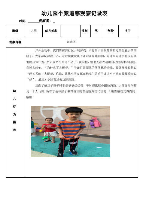 幼儿园个案分析记录表