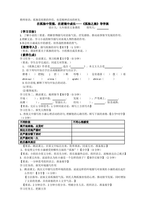 第17课《孤独之旅》导学案语文九年级上册