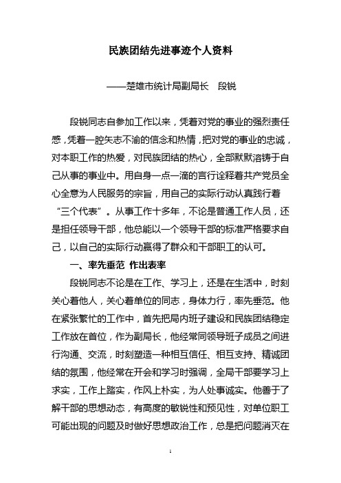 民族团结先进事迹个人资料