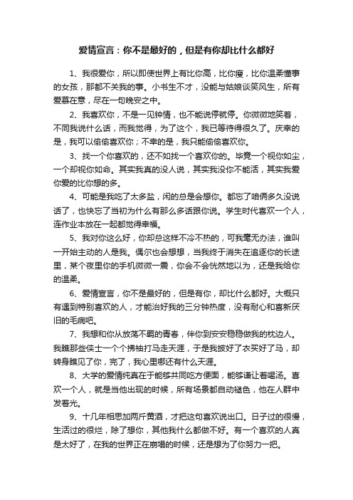 爱情宣言：你不是最好的，但是有你却比什么都好