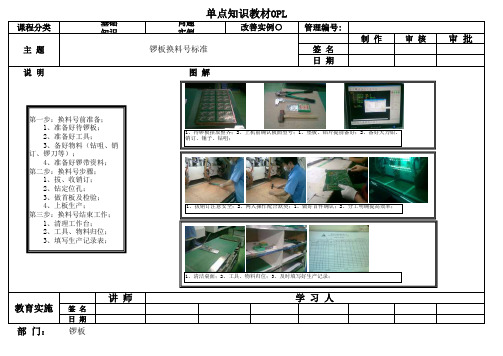 OPL单点培训教材-PCB线路板锣板工序