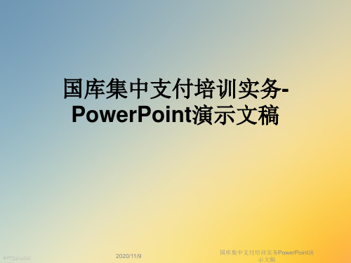 国库集中支付培训实务PowerPoint演示文稿