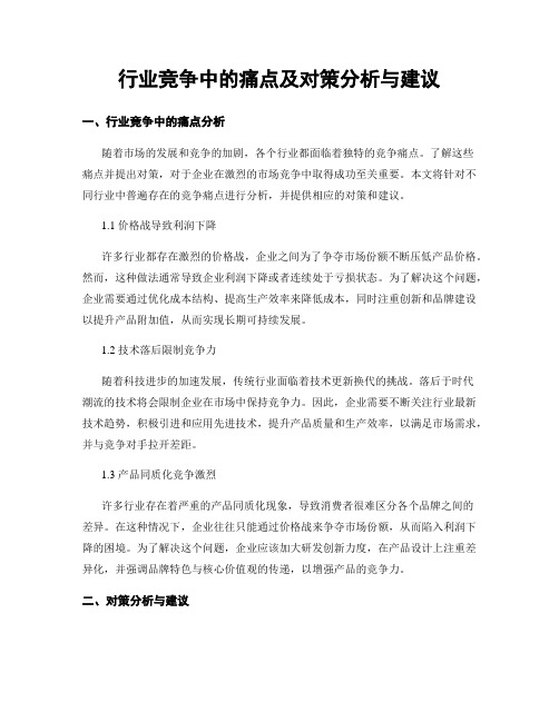 行业竞争中的痛点及对策分析与建议