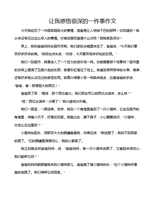 让我感悟很深的一件事作文