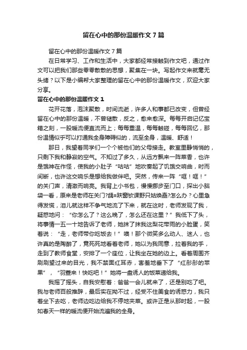 留在心中的那份温暖作文7篇