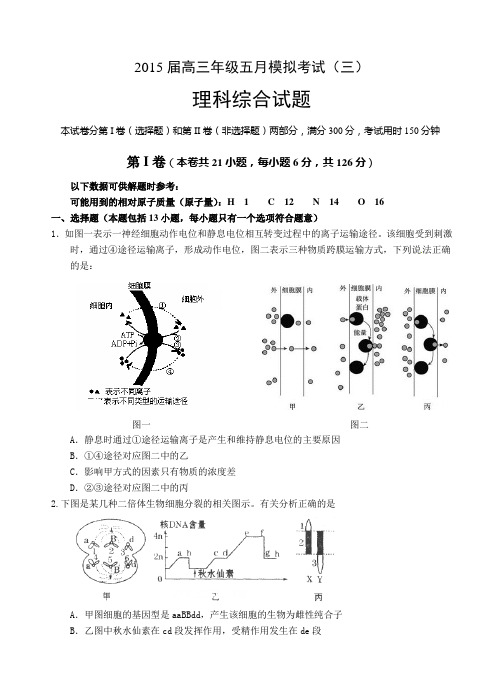 2015高考理综模拟题(三)试卷