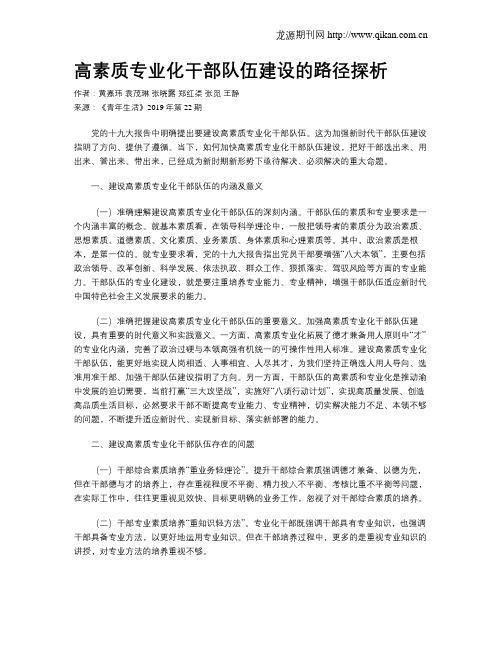 高素质专业化干部队伍建设的路径探析