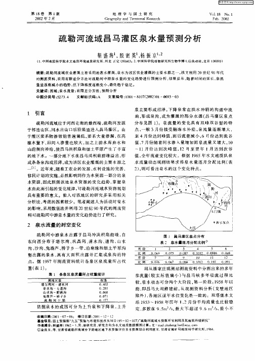 疏勒河流域昌马灌区泉水量预测分析