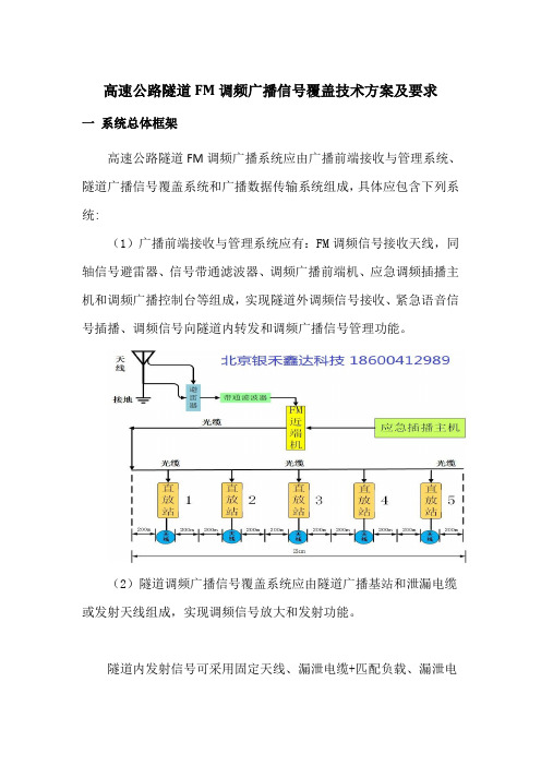 高速公路隧道FM调频广播信号覆盖方案技术规范