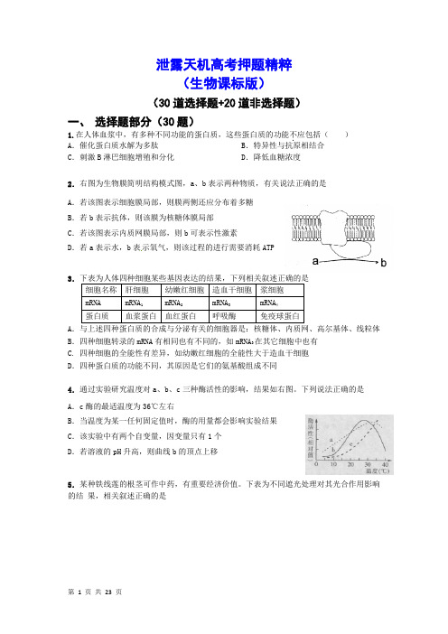 泄露天机高考押题精粹