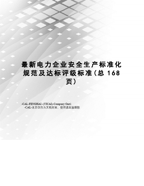 电力企业安全生产标准化规范及达标评级标准