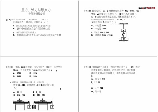 重力,弹力与摩擦力中的易错题分析