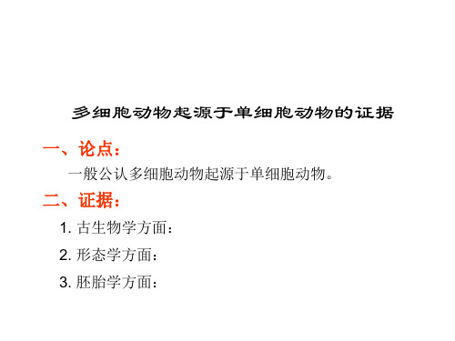 多细胞动物起源于单细胞动物的证据